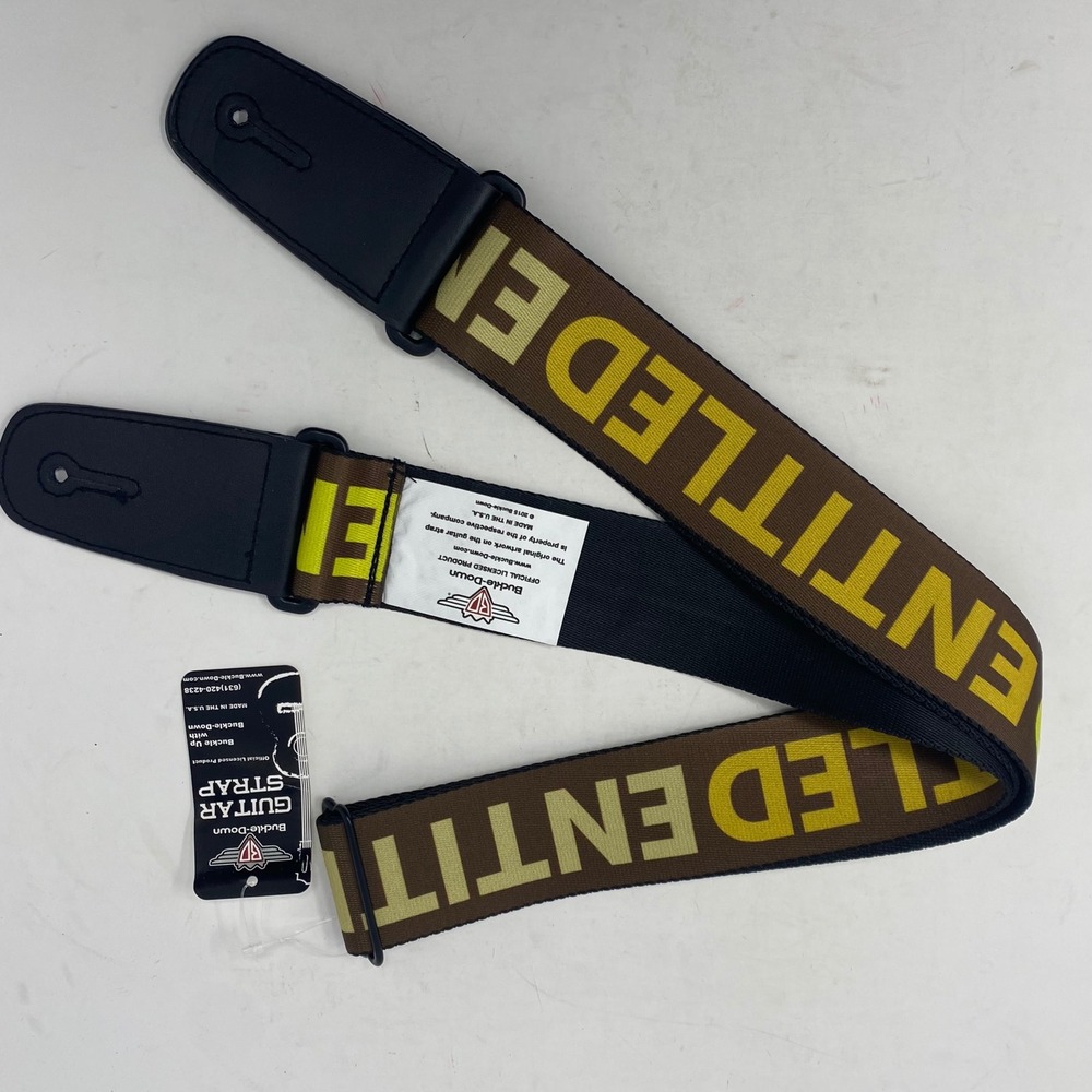 Buckle-Down Entitled Guitar Strap Brown Yellow Adjustable Polyester Made in USA